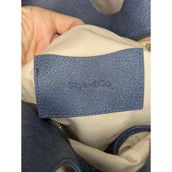 Style & Co Whip Stitch Soft 4 Poster Tote Handbag Purse Blue - Picture 4 of 13